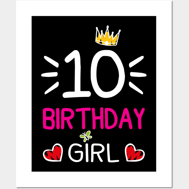 Kids 10th Birthday Girl Crown Princess Wall Art by printedartings